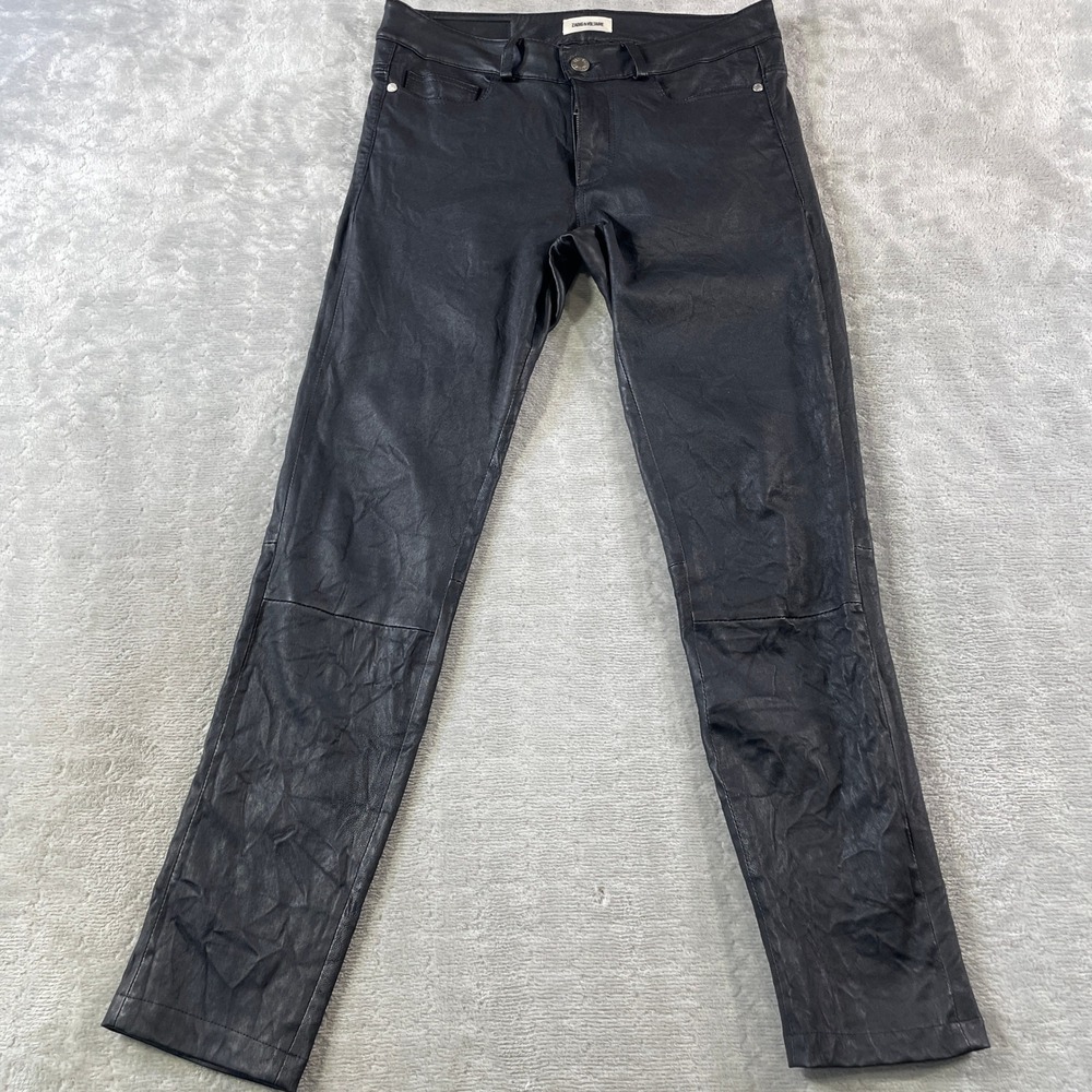 Zadig & Voltaire Lamb‎ Leather Pants Womens FR 38 US 30 Black Skinny Grunge